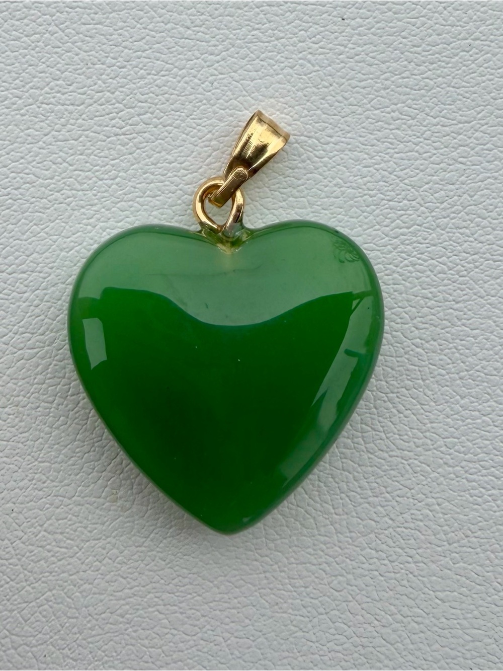 Gold Bail Green Heart Pendant Necklace